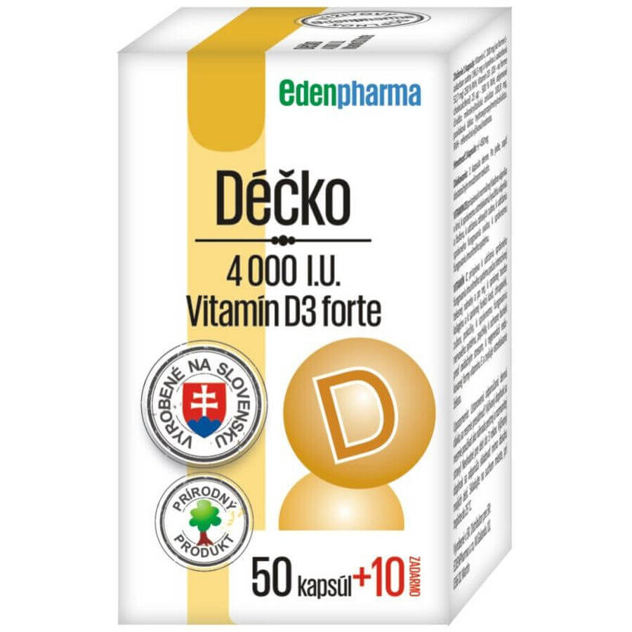 EdenPharma Déčko 4000 UI, vitamina D3 forte 60 capsule