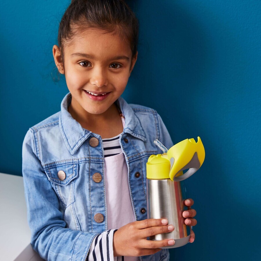 B. box Drinking thermos with yellow/grey straw 350 ml