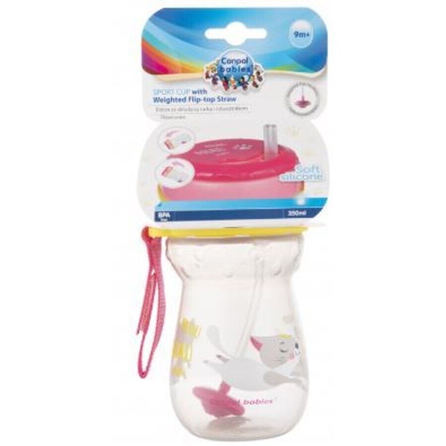 Canpol copii Pahar sport cu pai și greutate 350 ml Canpol copii Pahar sport cu pai și greutate 350 ml