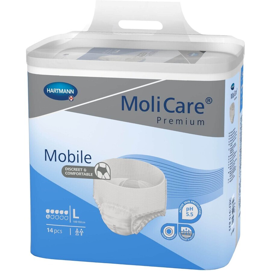 Molicare Premium Mobile 6 gouttes L bleu slip extensible bleu 14 pièces