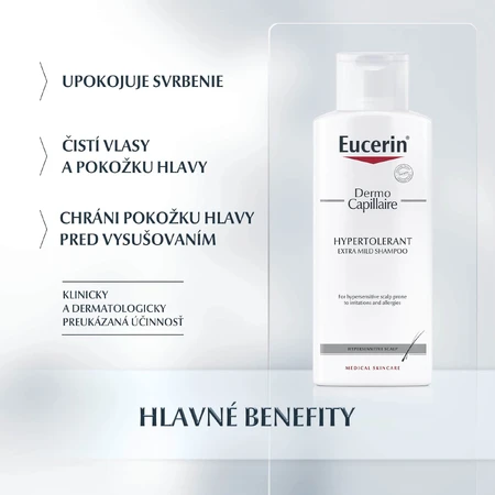Eucerin DermoCapillaire Shampooing Hypertolérant pour peaux sensibles et allergiques 250 ml
