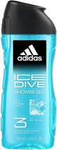 Adidas Ice Dive 3in1 gel doccia per corpo, capelli e pelle per uomo 250 ml