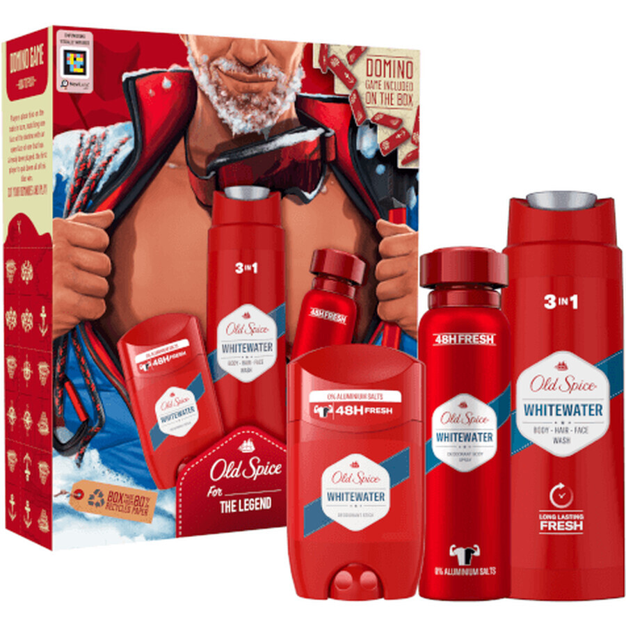 Old Spice Alpinist voor mannen: set met deodorantverstuiver, vaste deodorant en Whitewater douchegel met frisse geur
