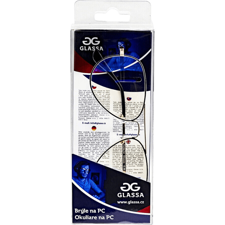 Glassa Gafas de protección contra la luz azul PCG 09, dioptría: +0,50, negras y doradas