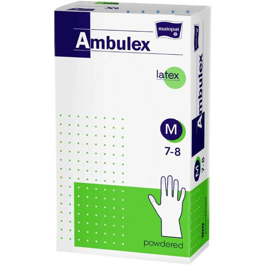 Gants en latex Ambulex taille. M polyester poudré 100 pcs