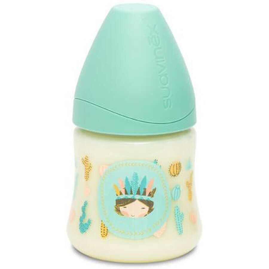 Suavinex Latex Fles met ronde speen Indisch Blauw 150 ml