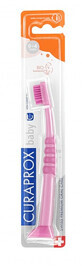 Brosse &#224; dents Curaprox pour enfants de 0 &#224; 4 ans, rose avec poils roses