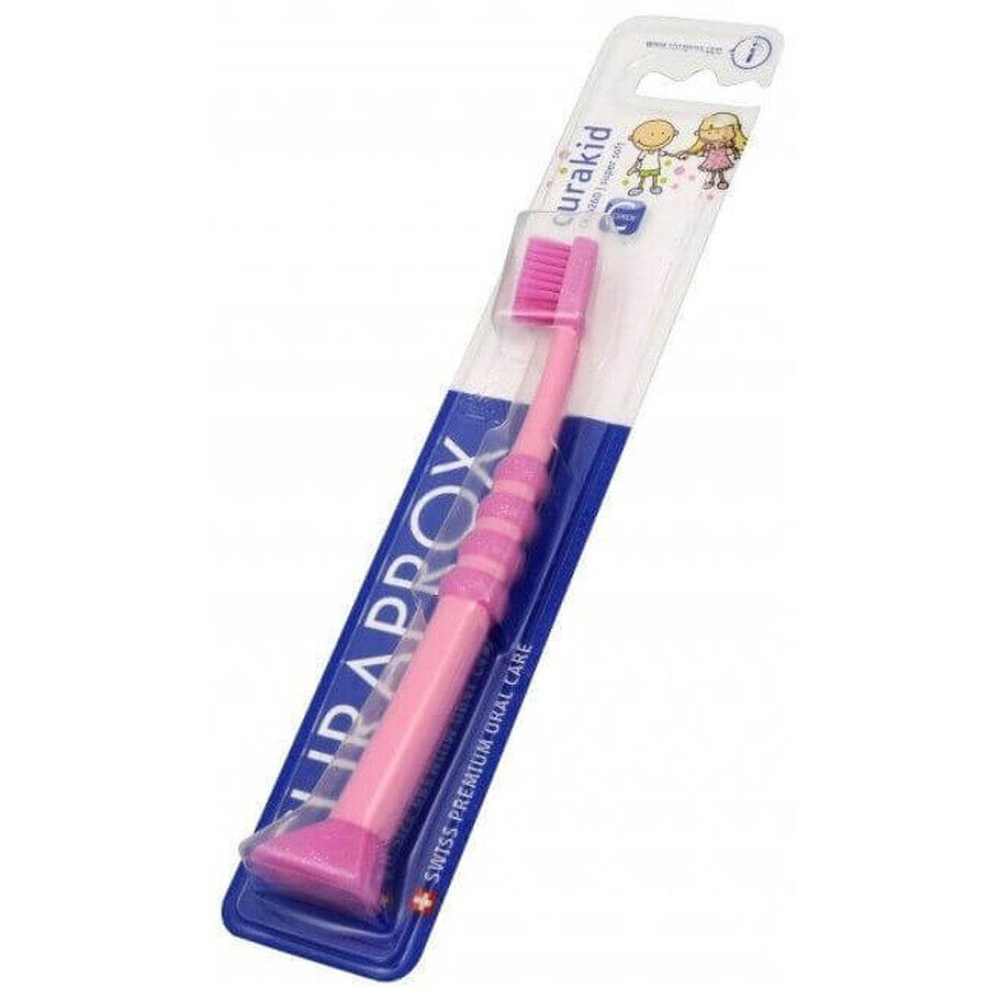 Curaprox Baby Periuta de dinti pentru copii 0 - 4 ani, roz cu peri roz