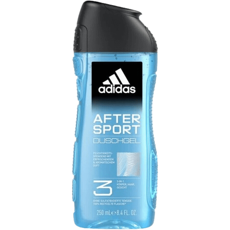 Adidas After Sport 3in1 gel douche corps, cheveux et peau pour homme 250 ml