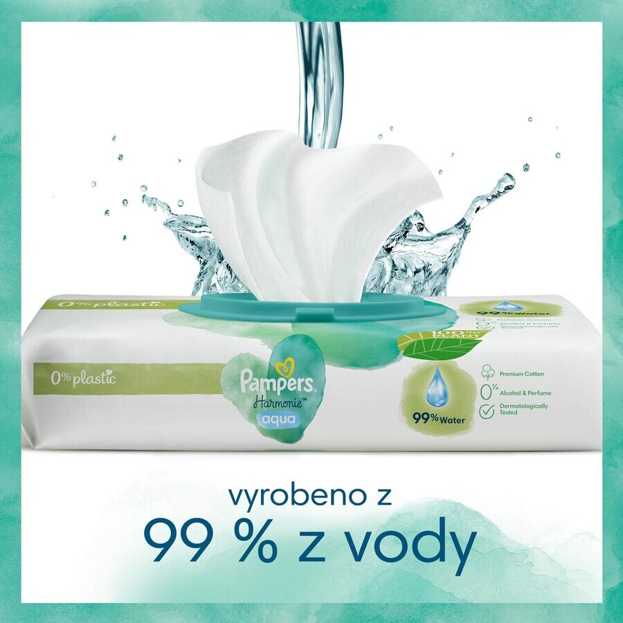 Pampers Harmonie Aqua Plastic Free Wet Wipes 15 x 48 pcs