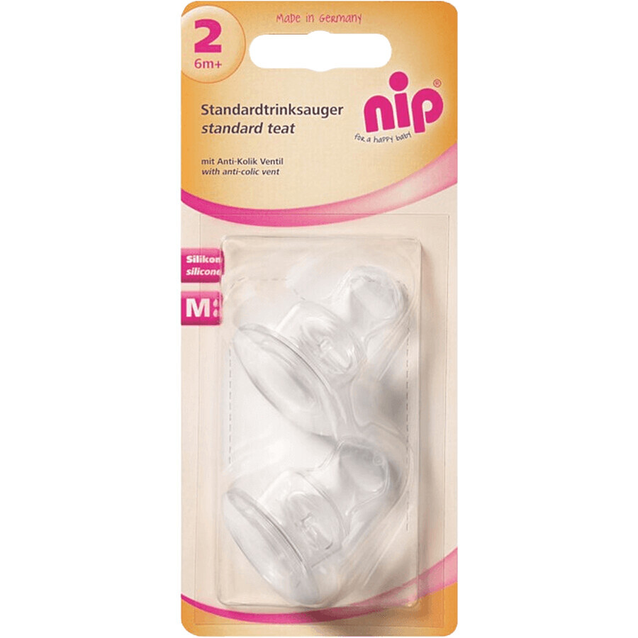 NIP Sucette orthodontique, anatomique, silicone, M, 6m+ 2 pcs