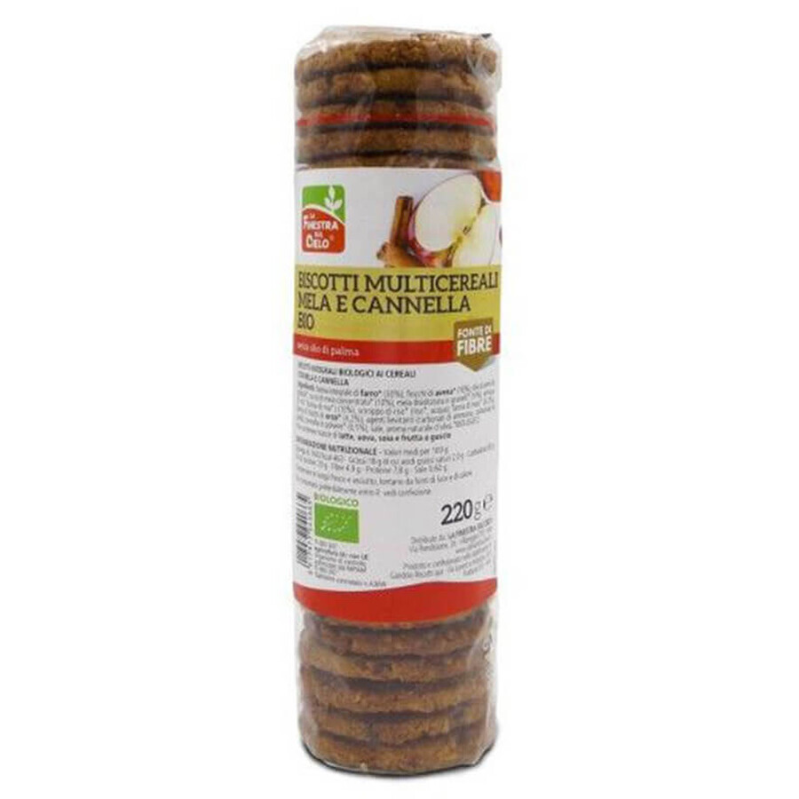 Organic biscuits with multicereale, apples and cinnamon, 220 g, La Finestra Sul Cielo