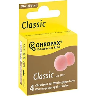 Ohropax Classic Orejeras de Cera, desechables, caja de 4