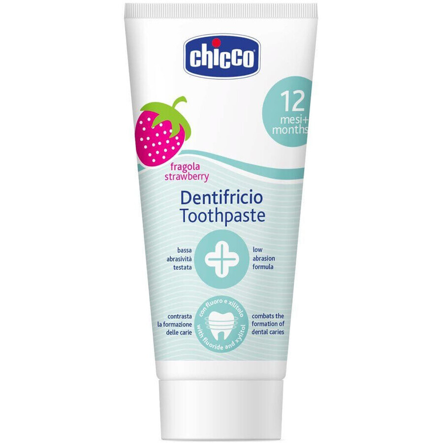 Chicco Pastă de dinți fără fluoruri cu aromă de căpșuni 12m+ 50 ml