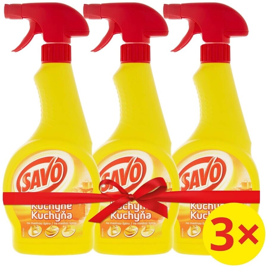 Spray de curățare pentru bucătărie Savo 3 x 500 ml