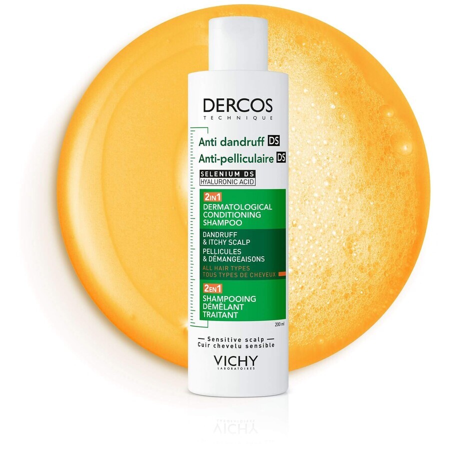 Vichy Dercos 2in1 Dermokosmetisches Anti-Schuppen-Shampoo und Pflegespülung für empfindliche Kopfhaut 200 ml