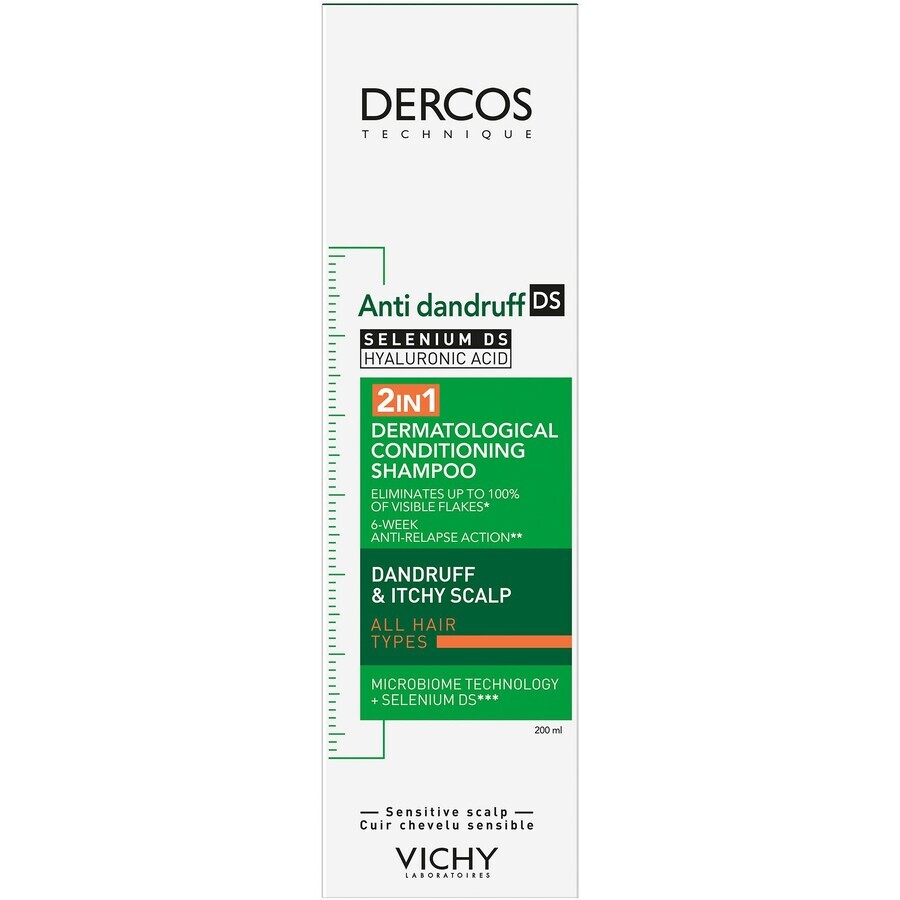 Vichy Dercos 2in1 Dermokosmetisches Anti-Schuppen-Shampoo und Pflegespülung für empfindliche Kopfhaut 200 ml