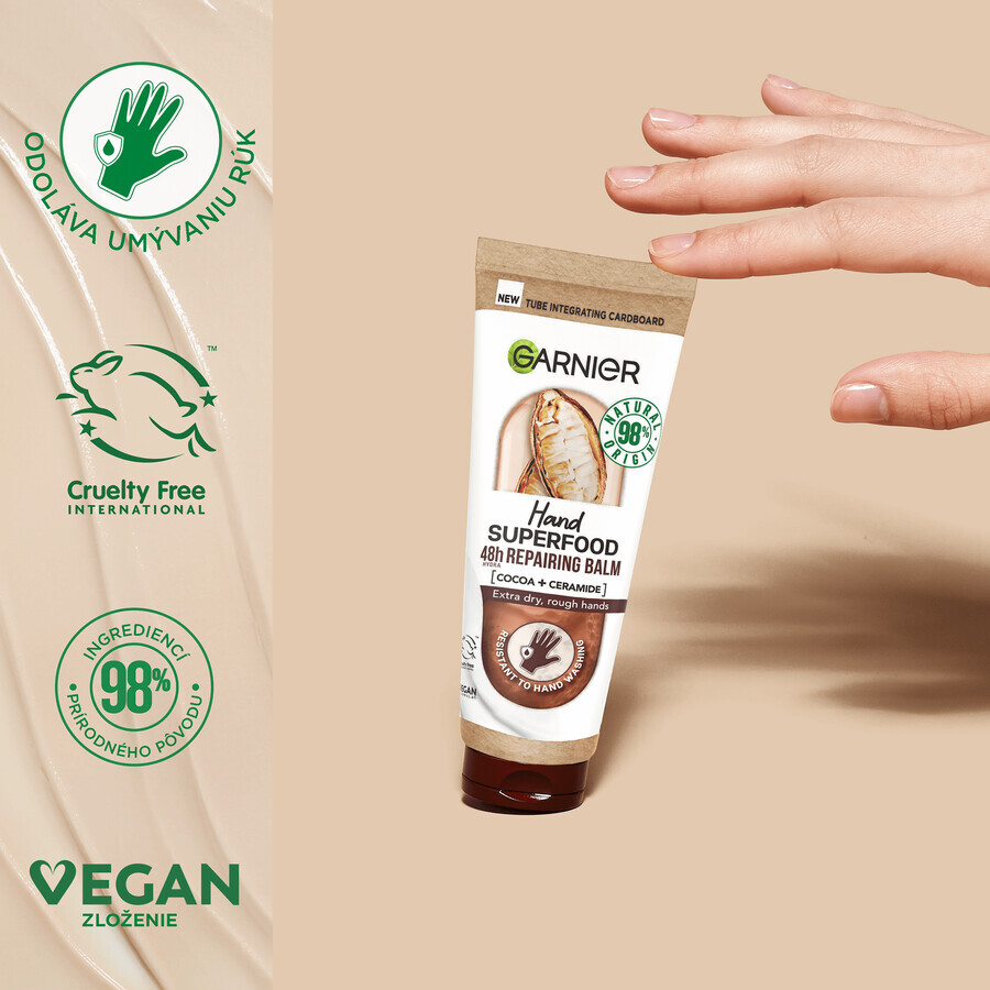Garnier Hand Superfood crème régénératrice pour les mains au cacao 75 ml Garnier Hand Superfood crème régénératrice pour les mains au cacao 75 ml