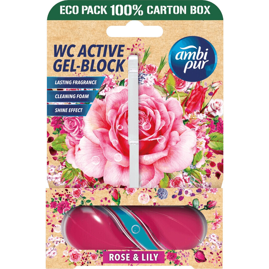 Ambipur WC Active gel-bloc trandafir & crin 45 g