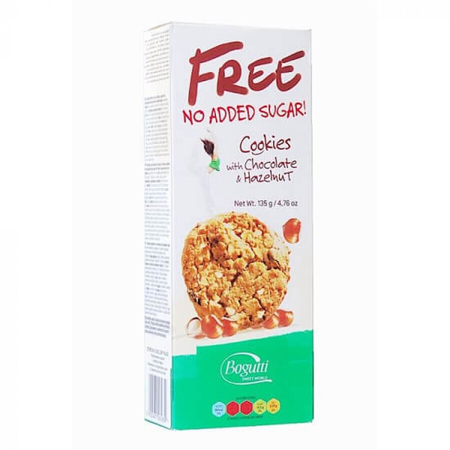 Schokoladen-Haselnuss-Kekse, ohne Zuckerzusatz, 135g, Bogutti