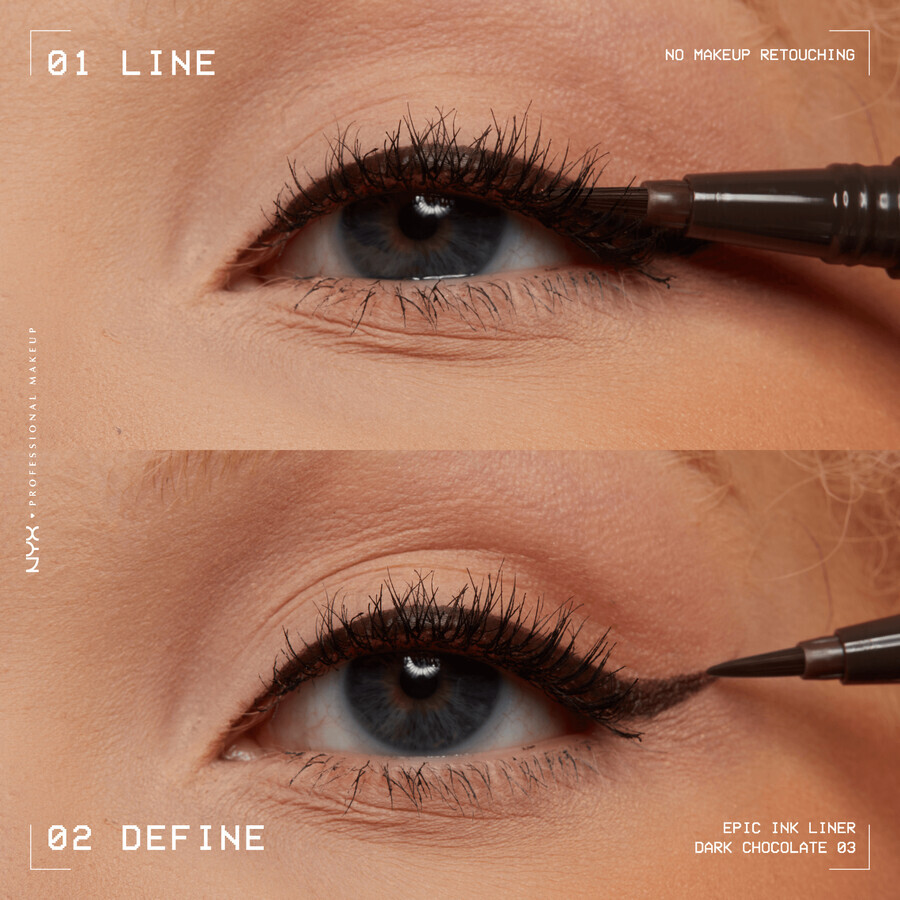 NYX Professional Makeup Epic Ink Liner, wasserfester Eyeliner - Dark Chocolate