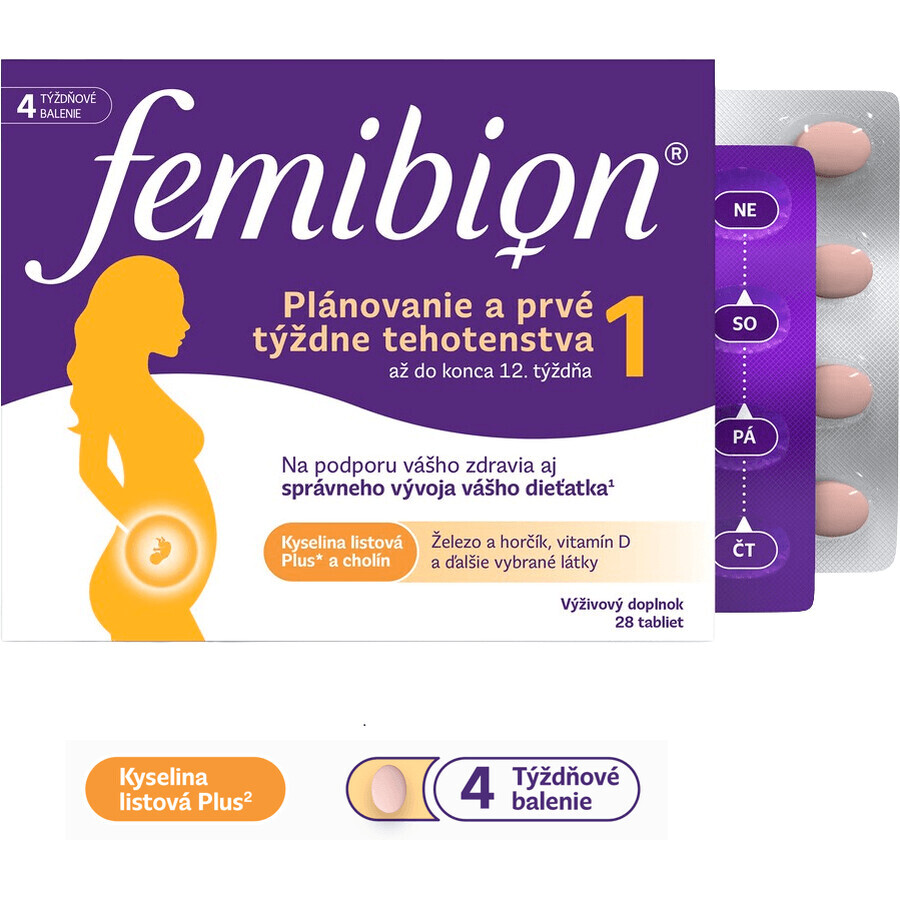 Femibion 1 Planificación y primeras semanas de embarazo, 28 comprimidos