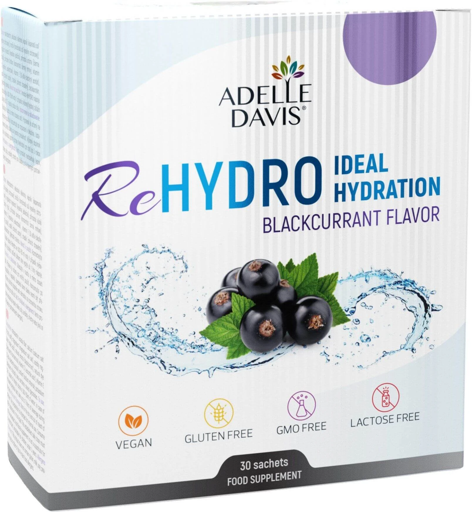 Adelle Davis ReHYDRO - Ideal Drinking Regimen, blackcurrant 30 sachets