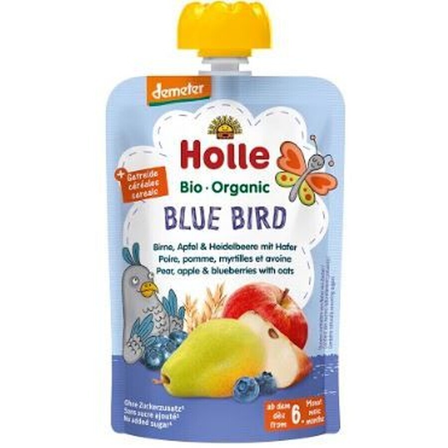 Buy Holle Organic Blue bird, pear, apple and blueberry puree with flakes 100 g Holle Organic Blue bird, pear, apple and blueberry puree with flakes 100 g