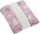 Bomimi Premium cotton diapers 140g/m2 with print, 80x70cm heart pink 3 pcs