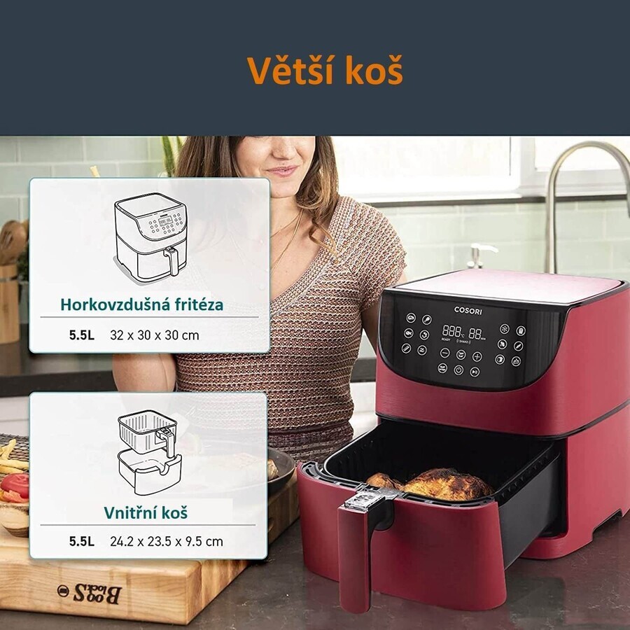 Cosori CP158-AF freidora digital premium de aire caliente roja de 5,5 litros