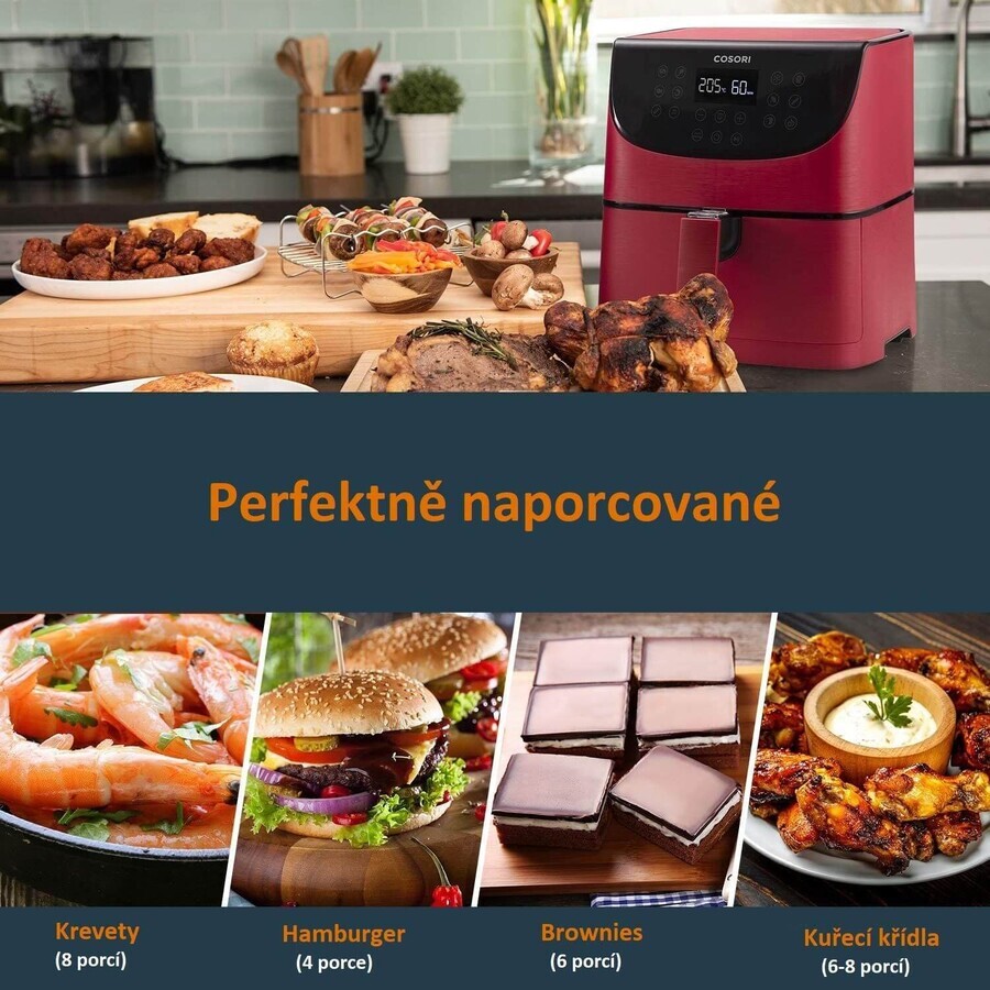 Cosori CP158-AF freidora digital premium de aire caliente roja de 5,5 litros