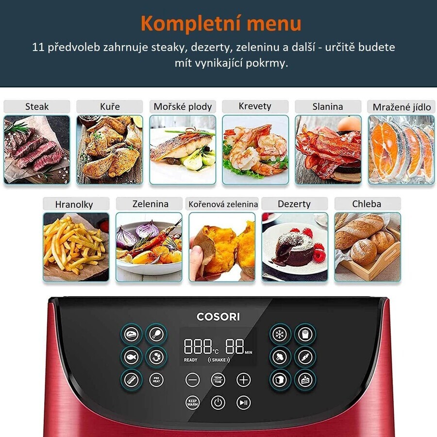 Cosori CP158-AF freidora digital premium de aire caliente roja de 5,5 litros