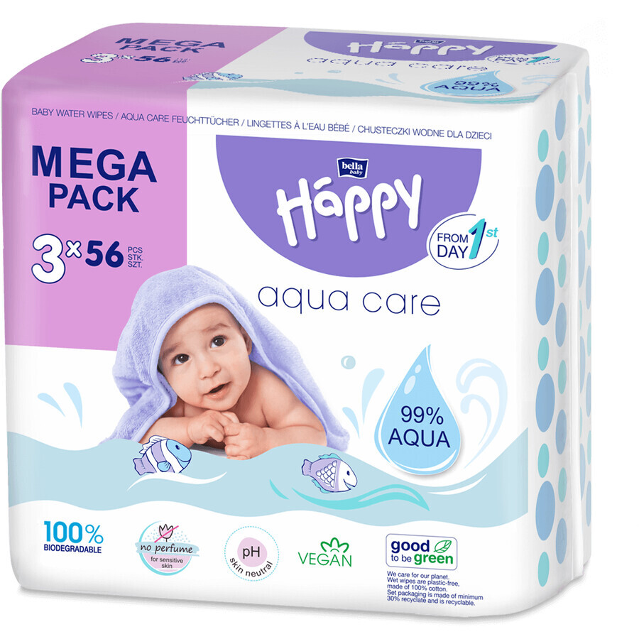 Bella Happy Baby Aqua Care Reinigingsdoekjes 3 x 56 stuks