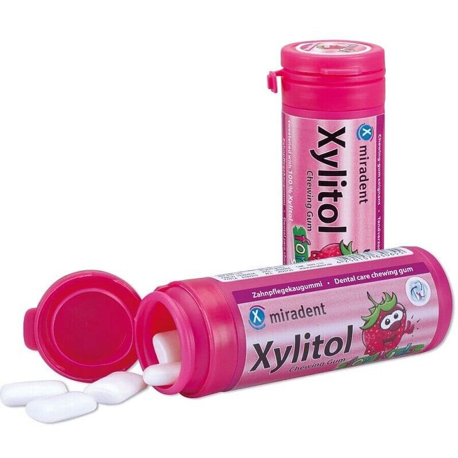 Cumpără Miradent Xylitol gumă de mestecat KIDS căpșuni 30 buc Miradent Xylitol gumă de mestecat KIDS căpșuni 30 buc