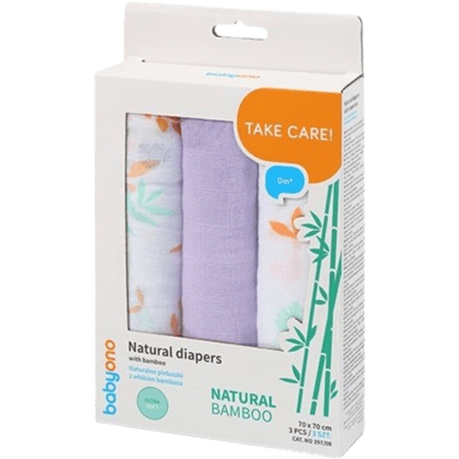 BabyOno Bamboo Diapers - Violet 3 pcs