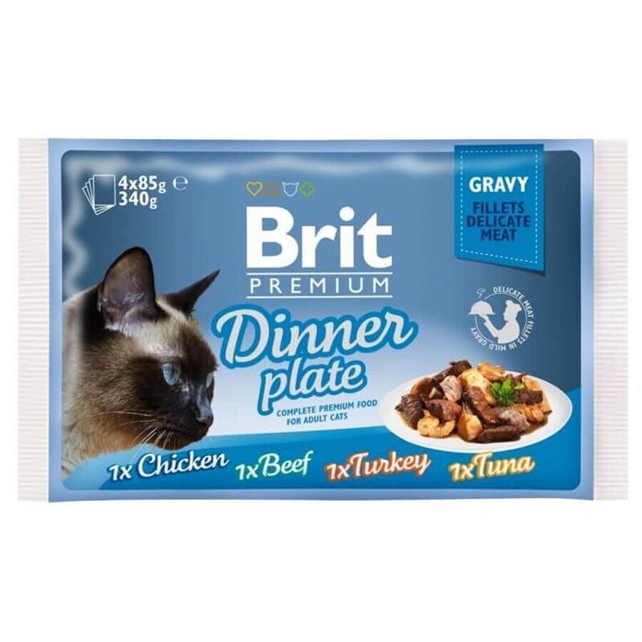 Brit Premium Cat Fillets in Gravy Dinner Plate 4 x 85 g