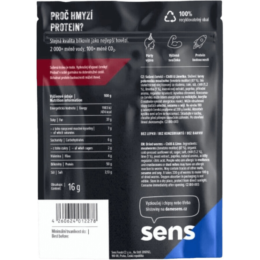 Viermi prăjiți Sens - Chilli & Lime 12 g