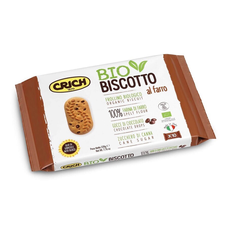 Spelt biscuits with chocolate Eco, 220 gr, Crich