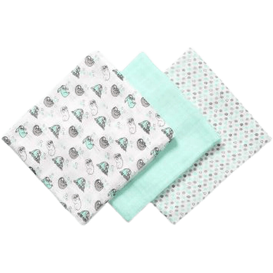 BabyOno Pañales de bambú menta 3 piezas