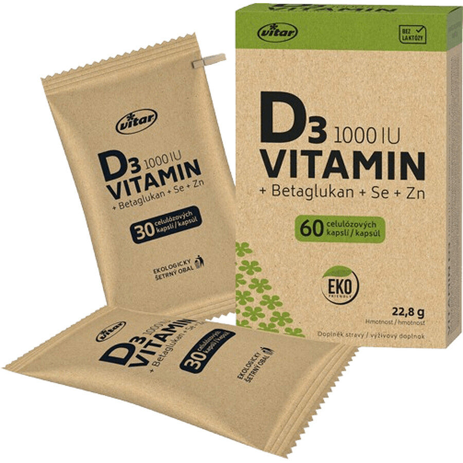 Vitar EKO Vitamin D3 1000IU+betaglucan 60 capsules
