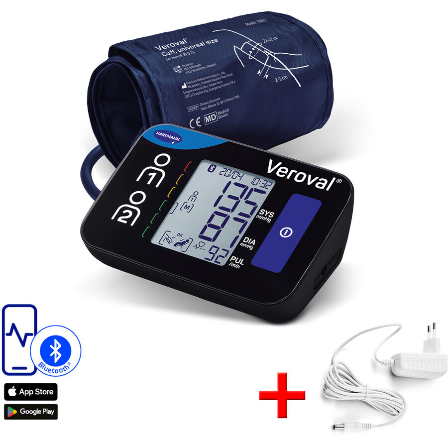 Hartmann Veroval Compact + connect BPU 26 Schulter-Blutdruckmessgerät + Netzadapter