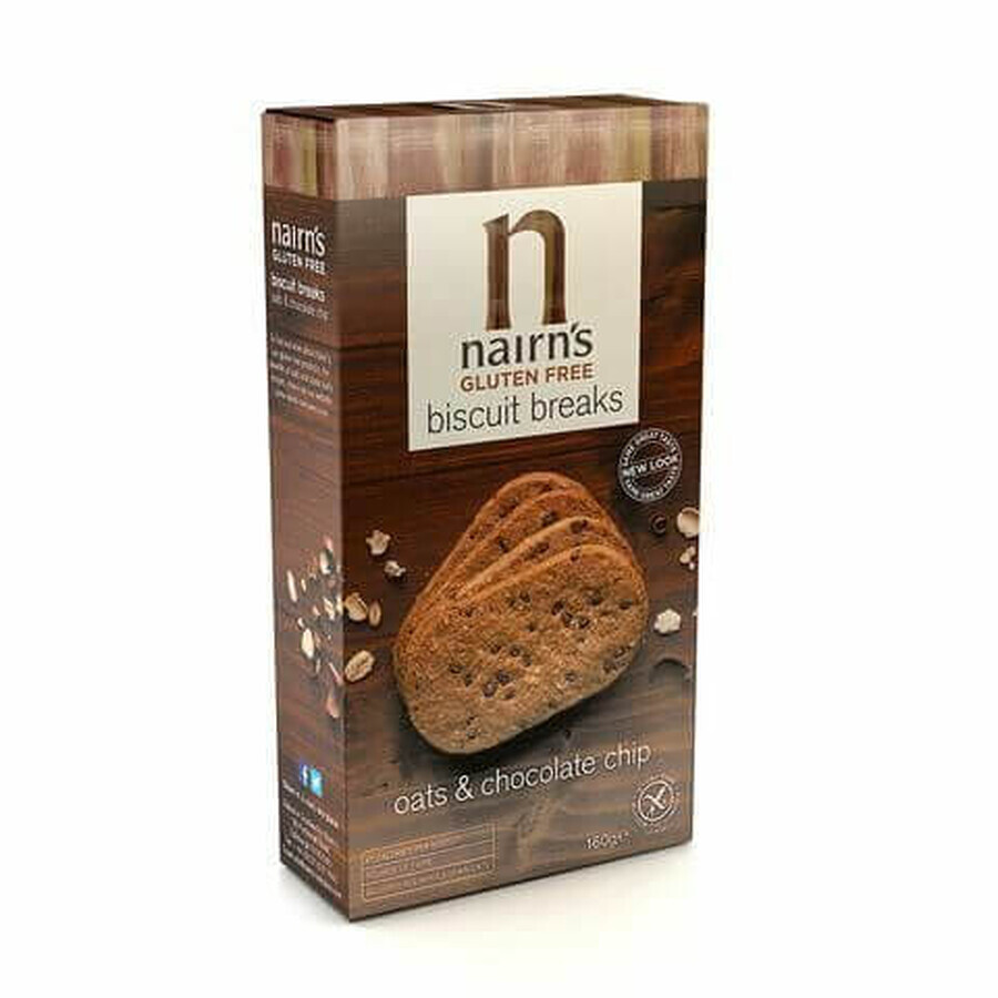 Winkel op Glutenvrije volkoren haverkoekjes met chocolade chips, 160 g, Nairns Glutenvrije volkoren haverkoekjes met chocolade chips, 160 g, Nairns