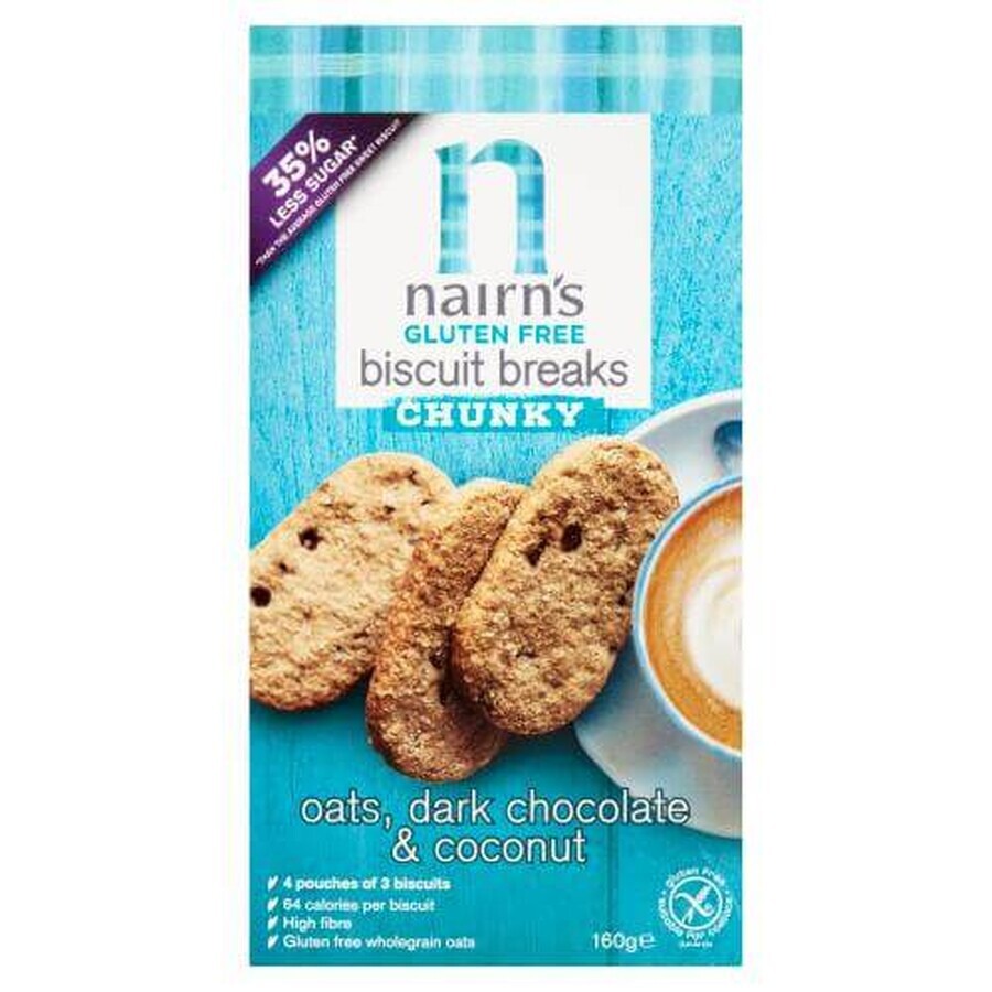 Boutique Biscuits sans gluten à l'avoine entière et au chocolat noir 160 g, Nairns Biscuits sans gluten à l'avoine entière et au chocolat noir 160 g, Nairns