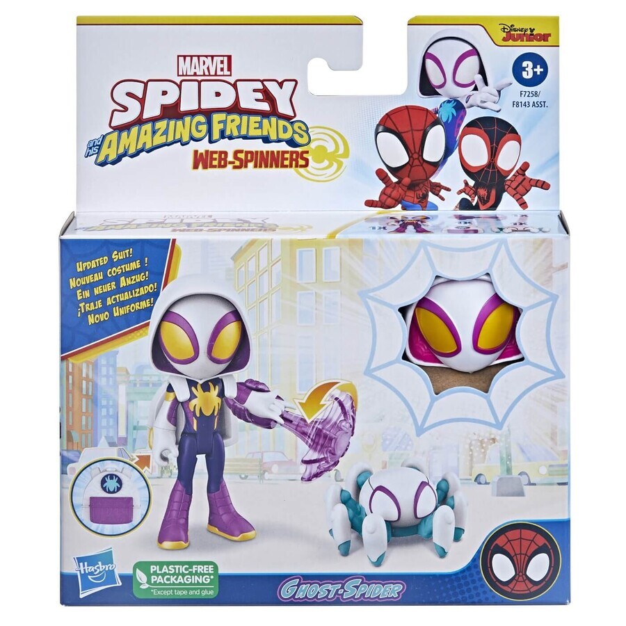 Ghost Spider Man action figure and accessories set Spidey and his Amazing Friends, 10 cm, +3 years, Hasbro