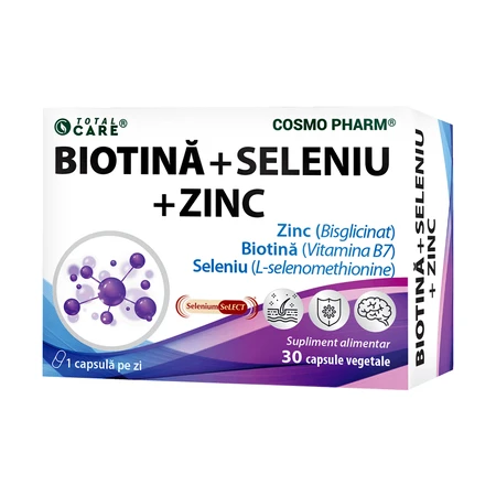 Biotin + Selen + Zink, 30 vegetarische Kapseln, Cosmopharm