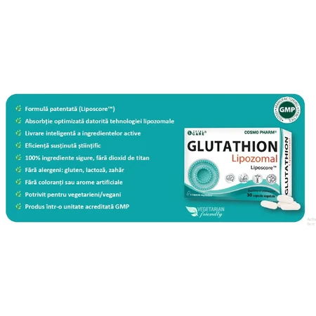 Glutathion Lipozomal, 300 mg, 30 pflanzliche Kapseln, Cosmopharm