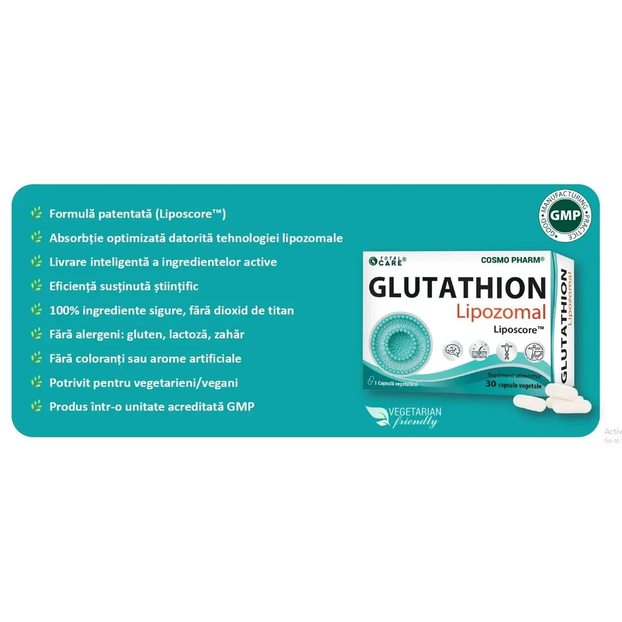 Glutathion Lipozomal, 300 mg, 30 pflanzliche Kapseln, Cosmopharm