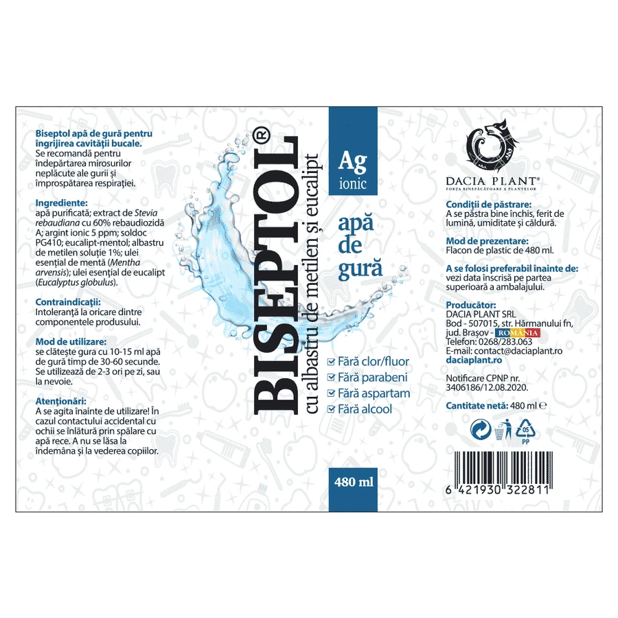 BiSeptol mondspoeling, 480 ml, Dacia Plant