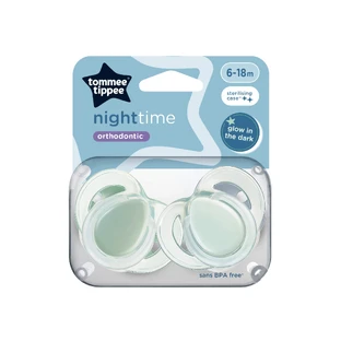 Night Time orthodontic pacifiers, 6-18 months, 2 pieces, Green, Tommee Tippee