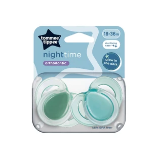 Night Time orthodontic pacifiers, 18-36 months, 2 pieces, Green, Tommee Tippee